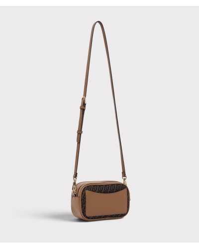 Trasera de la bandolera Liu Jo de monograma, con bolsillo camel liso y correa fina regulable
