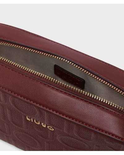 Camera bag Liu Jo burdeos abierta, con cremallera dorada y forro claro