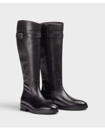 Par de botas de montar Unisa Edeli negras con cremallera interior, vista de tres cuartos