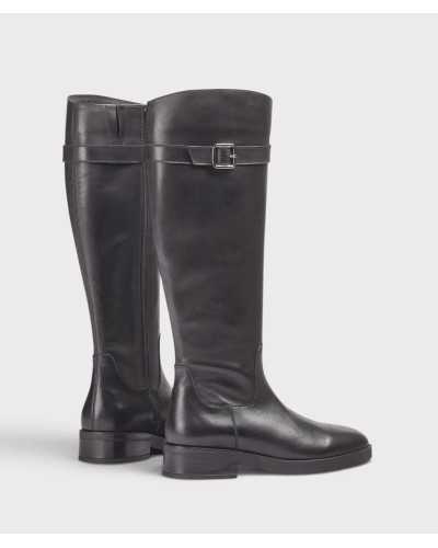 Trasera de las botas Unisa Edeli negras con tacón bajo de 3,5 cm