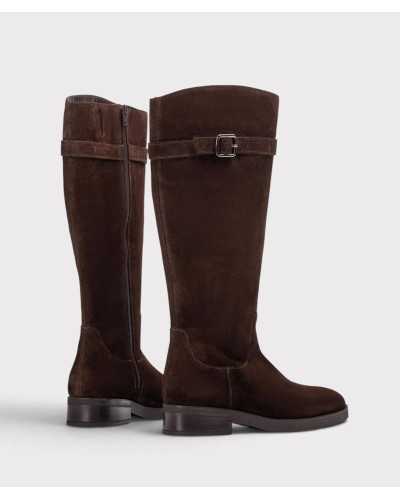 Botas Unisa Edeli de ante marrón chocolate con la cremallera interior a la vista
