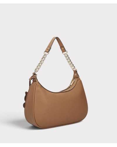 Trasera lisa del bolso hobo Liu Jo camel, con el asa de piel sintética y cadena dorada