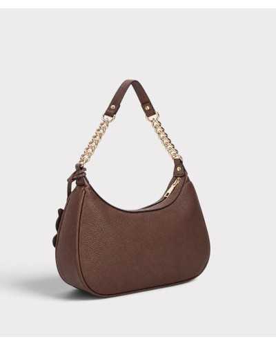 Trasera lisa del bolso hobo Liu Jo marrón metalizado en tres cuartos, con asa de cadena dorada
