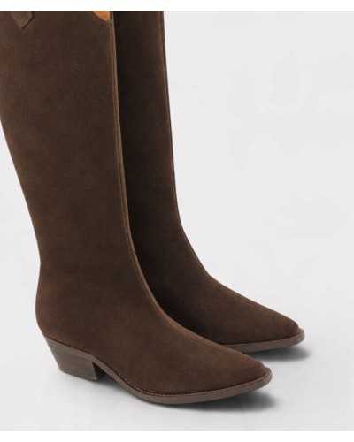 Pala moldeada de la bota cowboy Joni en ante chocolate