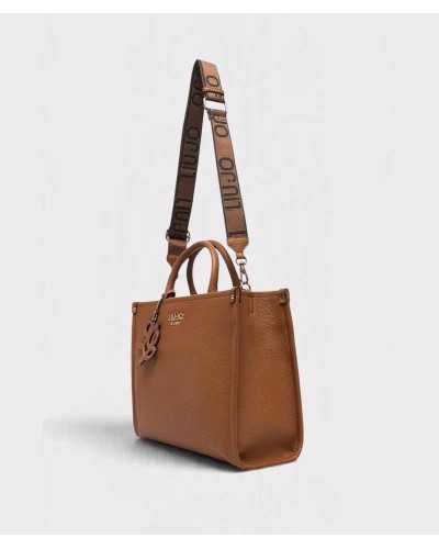 Bolso tote Liu Jo color cuero con correa ancha de tejido y logo