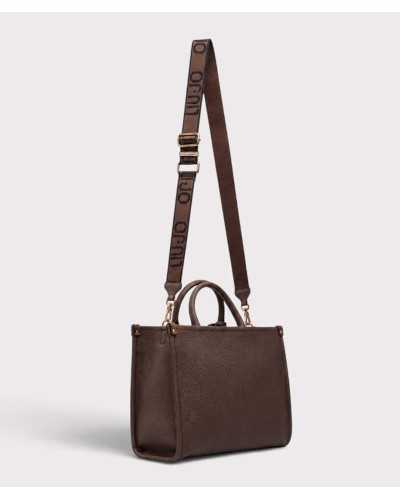 Bolso tote Liu Jo marrón chocolate con correa ancha de tejido y logo