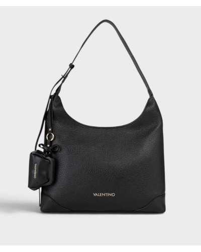 Bolso de hombro Northa de Valentino Bags en negro, vista frontal con mini neceser colgante