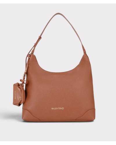 Bolso de hombro Northa de Valentino Bags color cuero, vista frontal con mini neceser