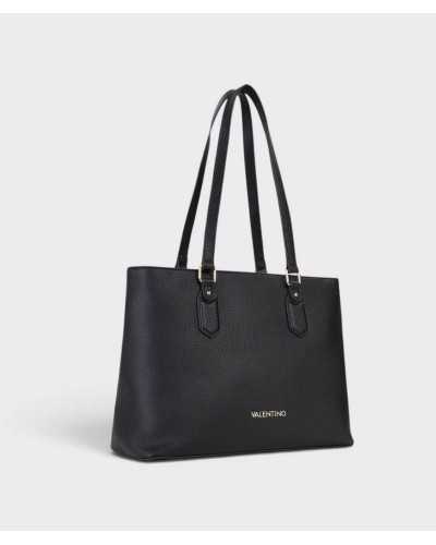 Bolso shopper Brixton negro en tres cuartos, con asas largas y anillas doradas