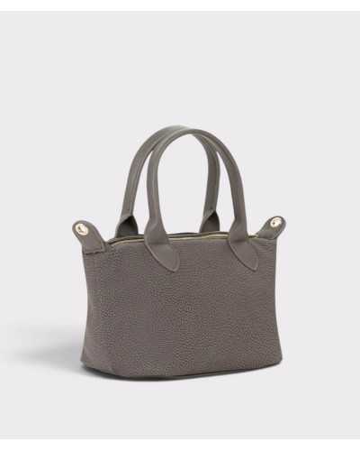 Parte trasera del bolso de mano Valentino Bags gris, con textura en relieve y asas lisas