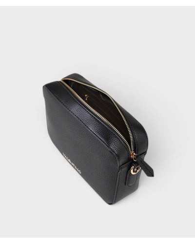 Bolso bandolera Brixton negro abierto, con cremallera dorada