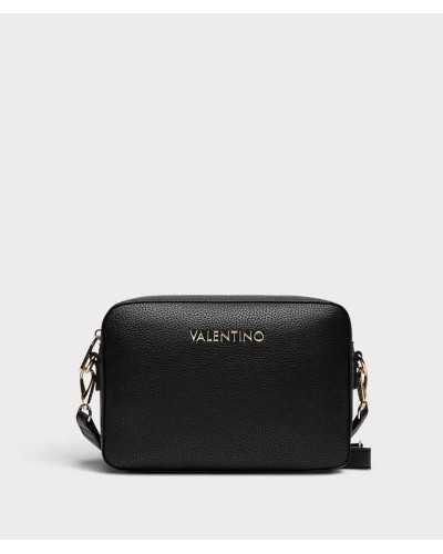 Bolso bandolera Alexia de Valentino Bags negro, vista frontal con logo dorado